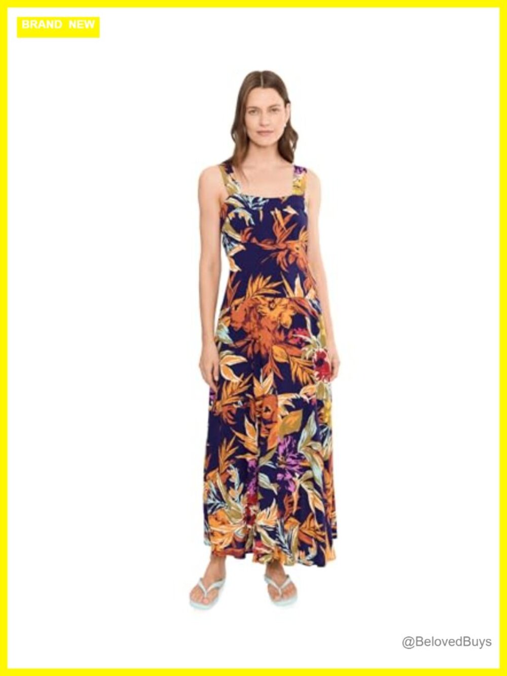 Paneled Tank Maxi Dress Square Neck Sleeveless A-Line Casual